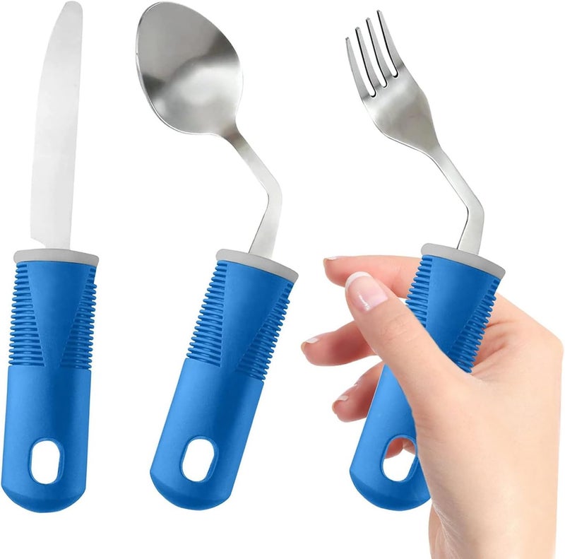 pegirra Adaptive Utensils (3-Piece) - Bendable Adaptive Utensils Weighted Stainless Steel Set, Non-Slip Handles for Hand Tremors, Arthritis, Disabled People,Parkinson’s or Elderly,Knives, Fork, Spoons - Image 1